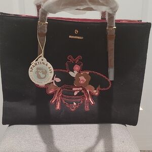 Spartina 449 Black and Brown Embroidered Tote